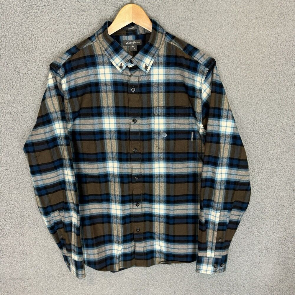 Eddie Bauer Shirt Men's M Plaid Long Sleeve Button Down Flannel Cotton NWOT